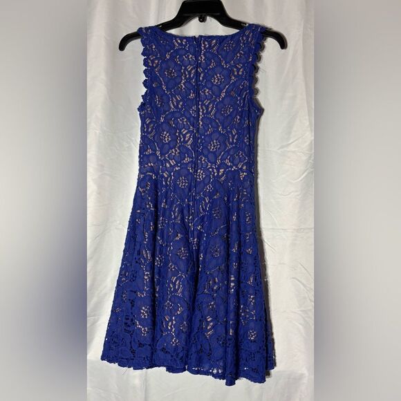 Elegant Blue Jodi Kristopher Sleeveless Round Neck Lace Dress EPC Women’s Size 5 - Picture 3 of 4